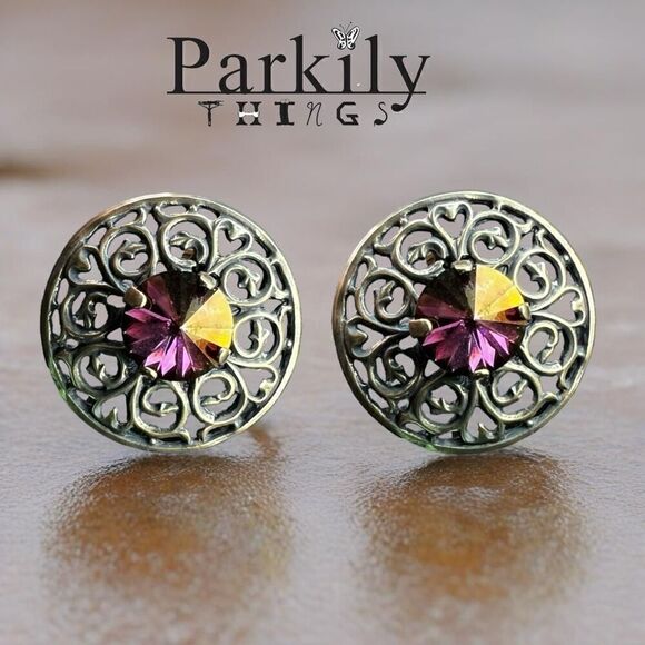 Handcrafted Earrings with Swarovski Crystal - Picture 1 of 5